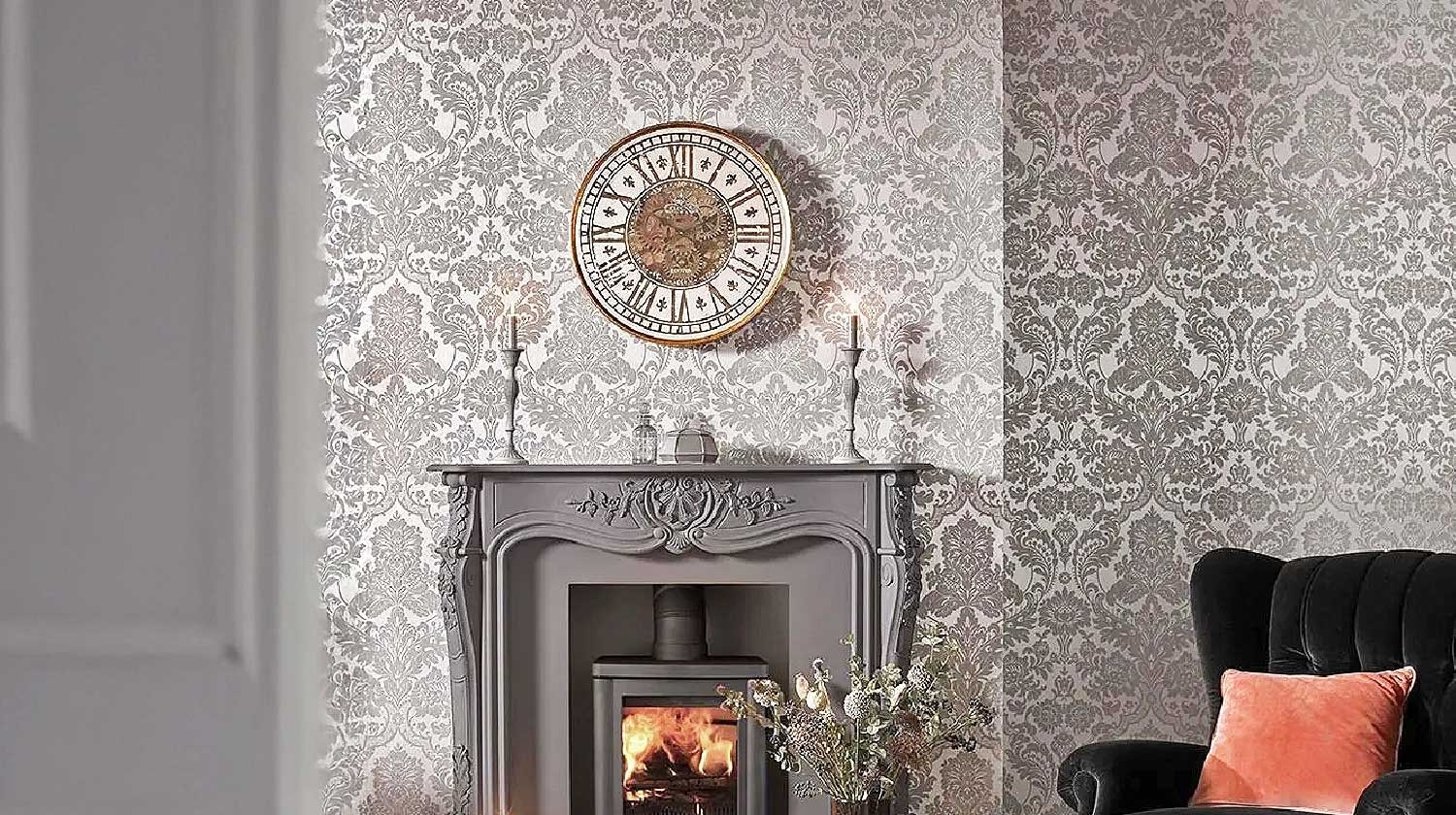 Deep Purple Damask Pattern for Luxury Bedroom